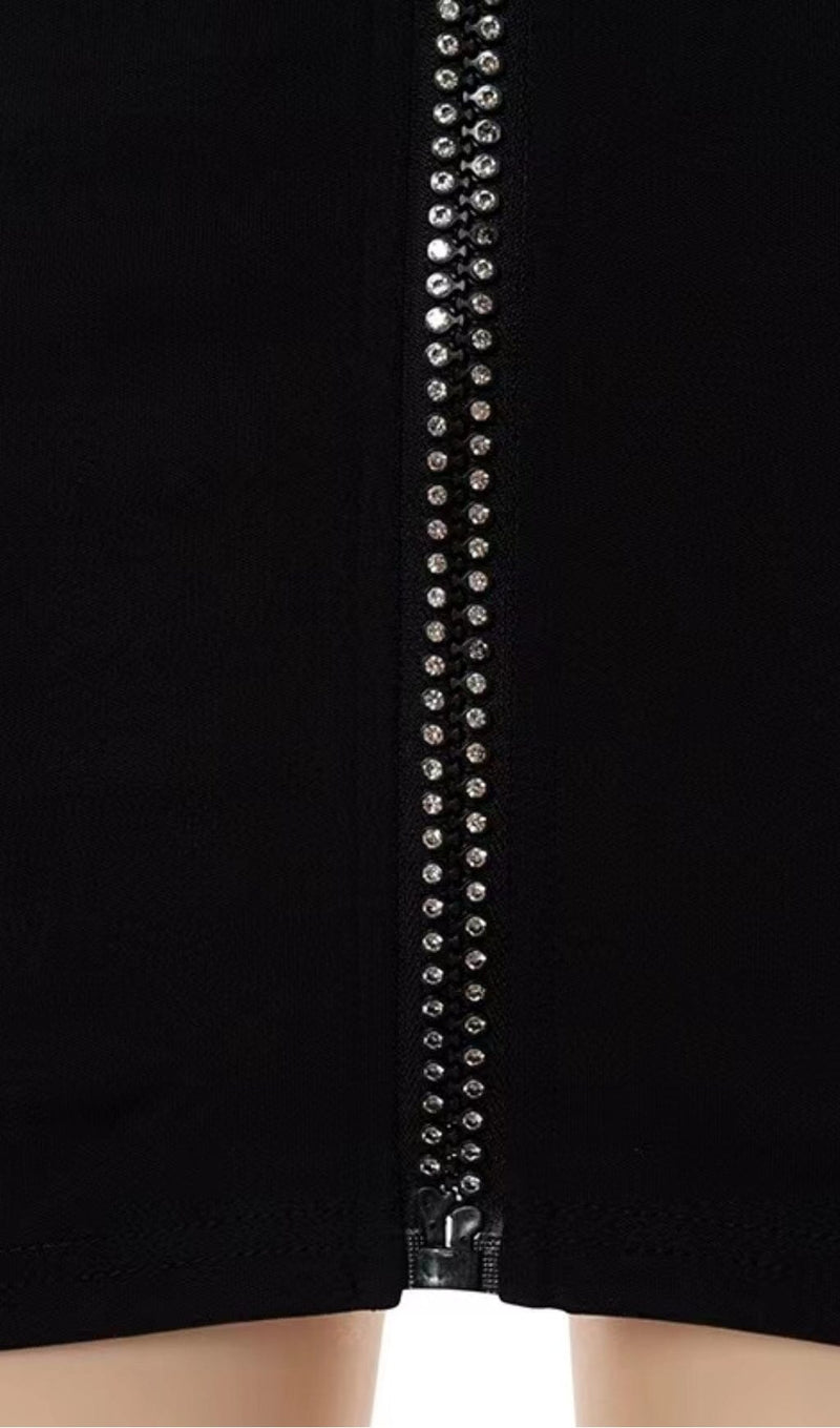 BANDAGE SEXY FRONT ZIP DRESS IN BLACK styleofcb 