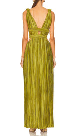 CUTOUT PLUNGE MIDI DRESS IN LIME GREEN DRESS STYLE OF CB 