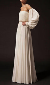PUFFY SLEEVES WEDDING GOWN IN WHITE MAXI BANDAGE DRESSES & GOWNS styleofcb 