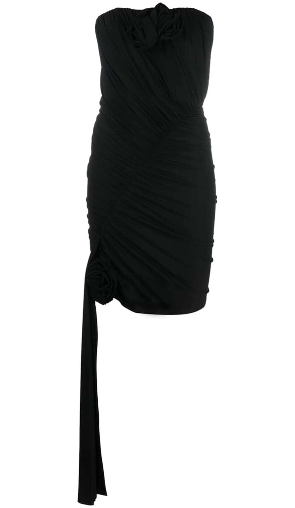 3D FLOWER STRAPLESS MINI DRESS IN BLACK DRESS STYLE OF CB 