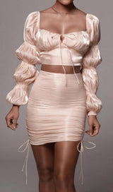 LONG SLEEVES RUCHED TWO PIECE SET Clothing styleofcb 