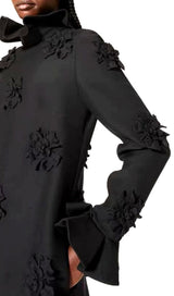 GIANNA STEREO FLOWER RUFFLE MINI DRESS IN BLACK styleofcb 