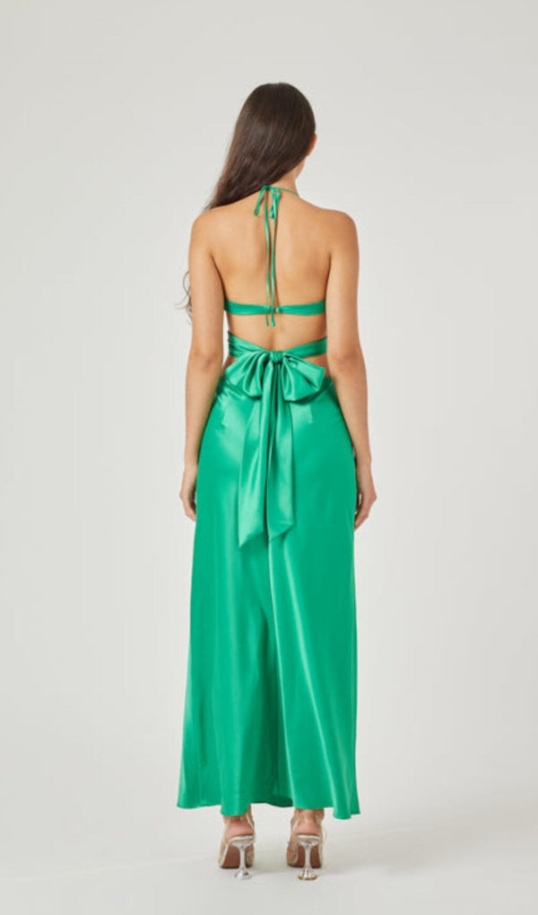 BUTTERFLY CUT OUT MAXI SLIP DRESS IN GREEN styleofcb 