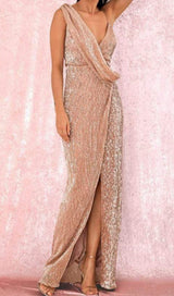 SEQUIN SLIT MAXI DRESS IN ROSE DRESS STYLE OF CB 