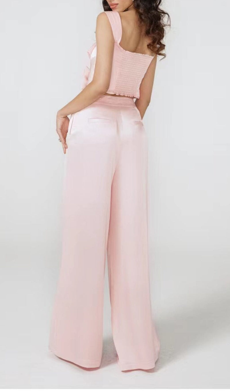 BOW-EMBELLISHED TWO-PIECE SUIT IN PINK styleofcb 