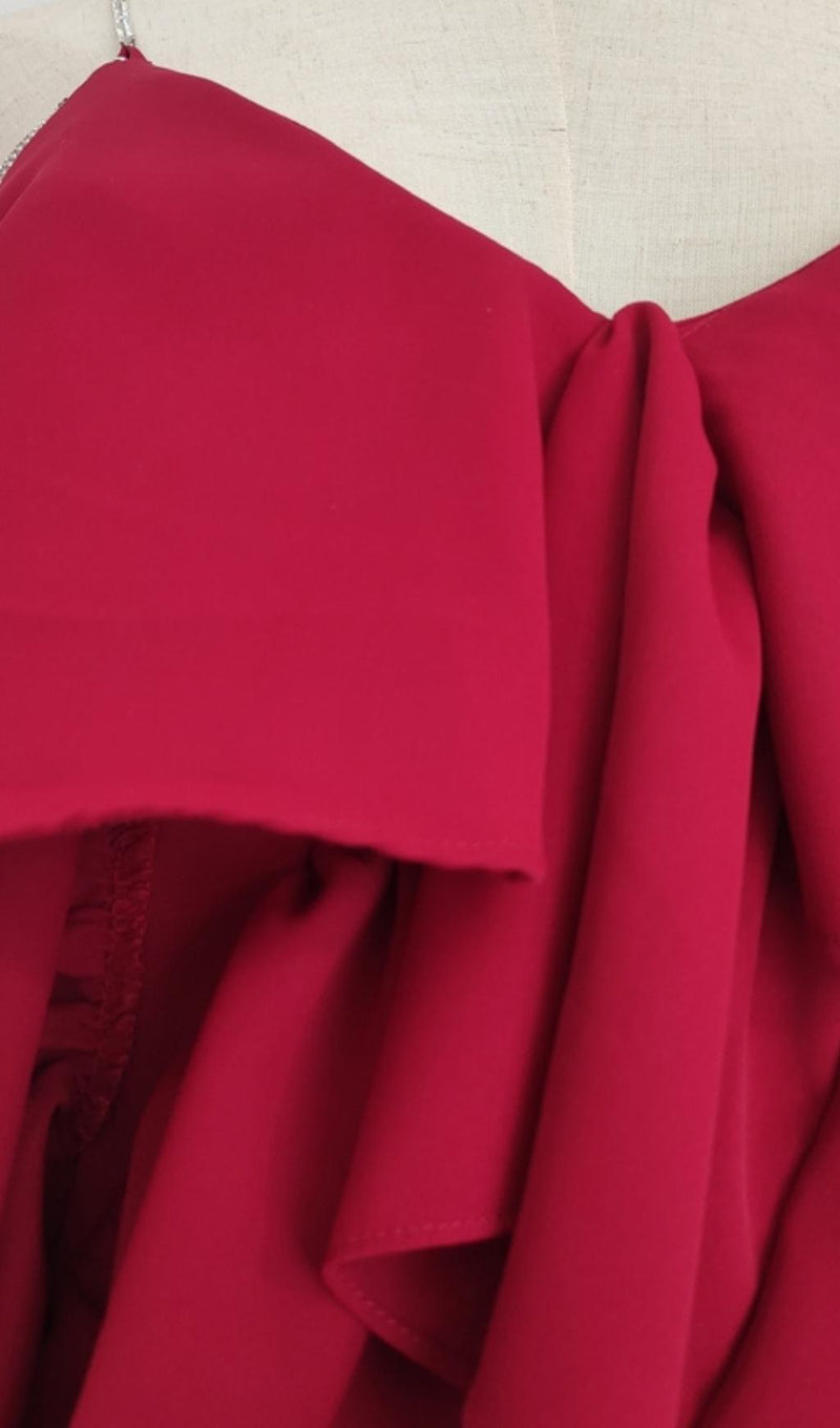 V NECK SLEEVELESS MINI DRESS IN RED DRESSES styleofcb 