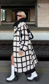 Nina Faux Fur Check Coat Cream And Black Coats & Jackets styleofcb 