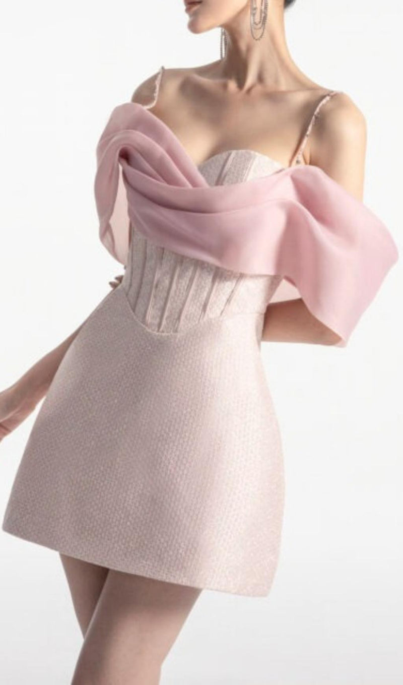 STRAP FISHBONE MINI DRESS IN PINK Dresses styleofcb 