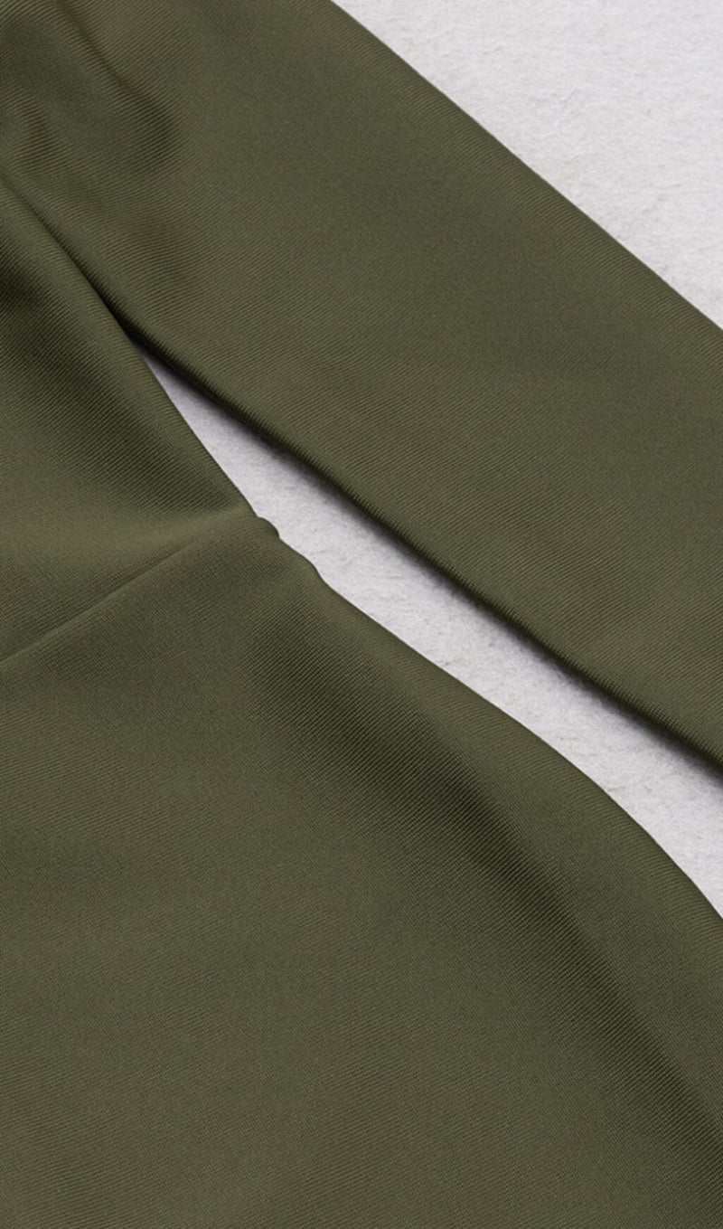 SEQUIN BODICE HIP WRAP DRESS IN OLIVE GREEN styleofcb 