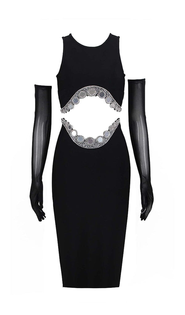 JEWELLED TENTACLE TWO PIECE SUIT IN BLACK DRESS STYLE OF CB 