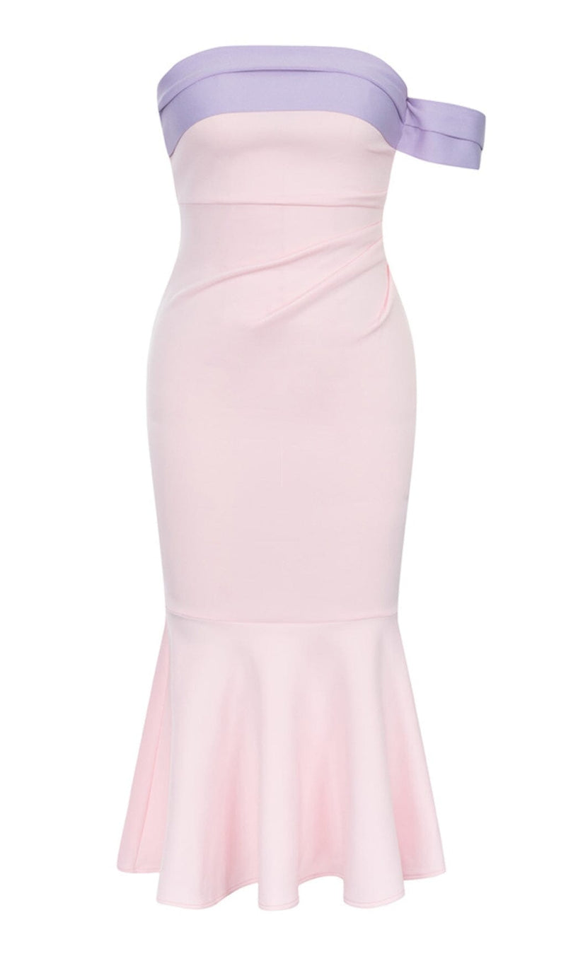 RUFFLE BODYCON MIDI DRESS IN PINK DRESS STYLE OF CB 