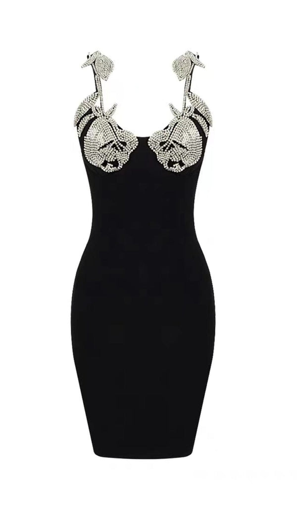 Crystallised Bandage Mini Dress In Black Dresses styleofcb S BLACK 