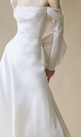HALTER AND LARGE BOW SHOULER DRESS IN WHITE styleofcb 