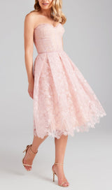 LACE BANDEAU MIDI DRESS IN PINK styleofcb 