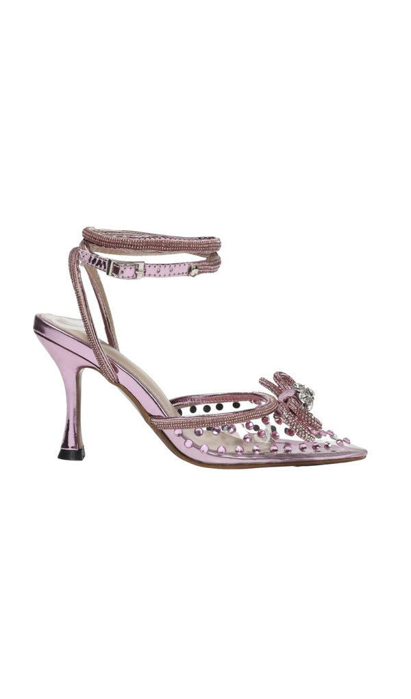 BOW EMBELLISHED HEELS IN PINK Shoes styleofcb 