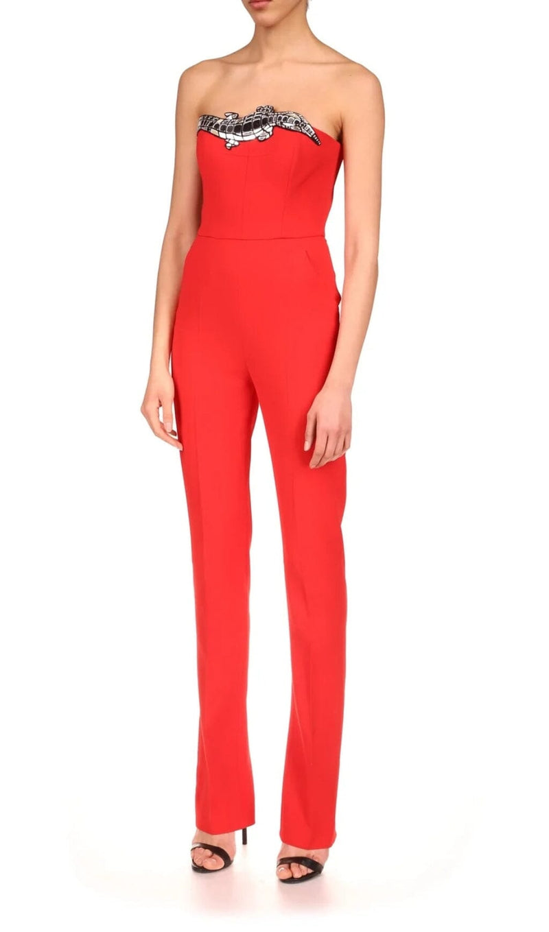 SEQUIN BANDAGE JUMPSUIT IN RED DRESS styleofcb 