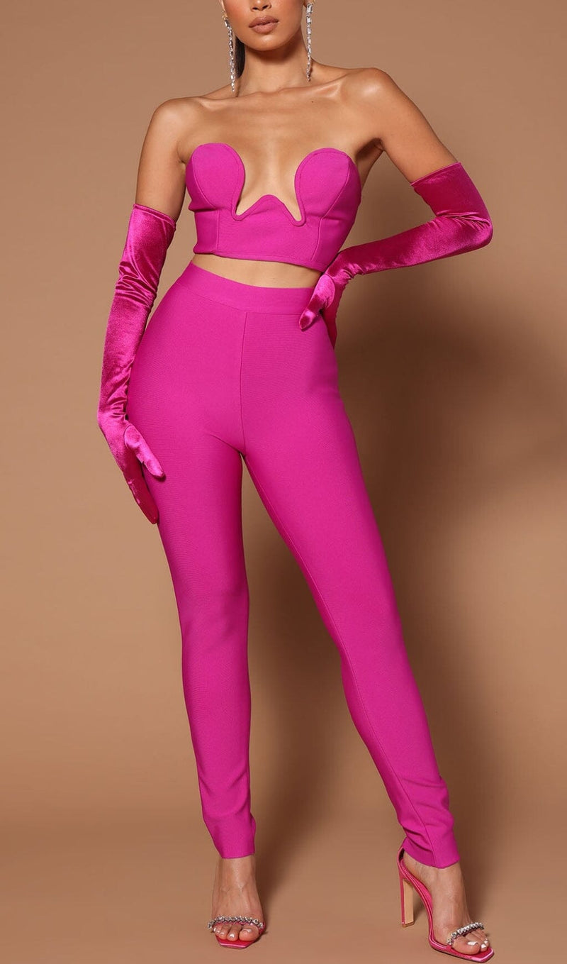 BANDAGE CUTOUT THREE PIECES SUIT IN PINK styleofcb 