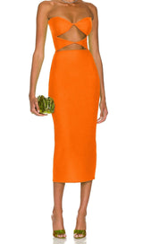 CUT OUT STRAPLESS MIDI DRESS Dresses styleofcb XS ORANGE 