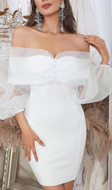 ONE-LINE SHOULDER-TOP TULLE DRESS IN WHITE styleofcb 