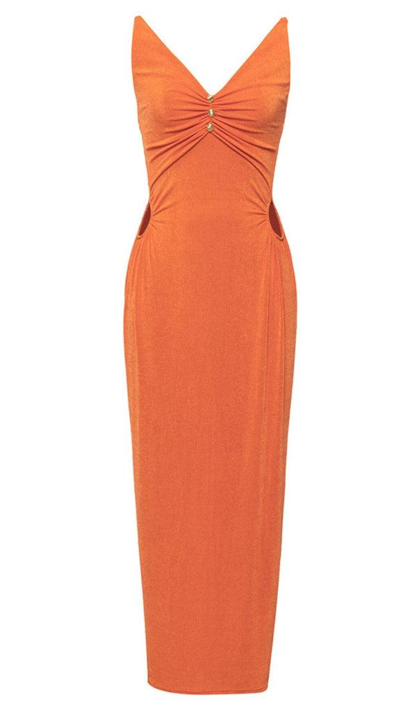 V-NECK HALTER MIDI DRESS IN ORGANE DRESS styleofcb 