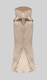 SATIN STRAPLESS MERMAID MAXI DRESS IN BEIGE STYLE OF CB 