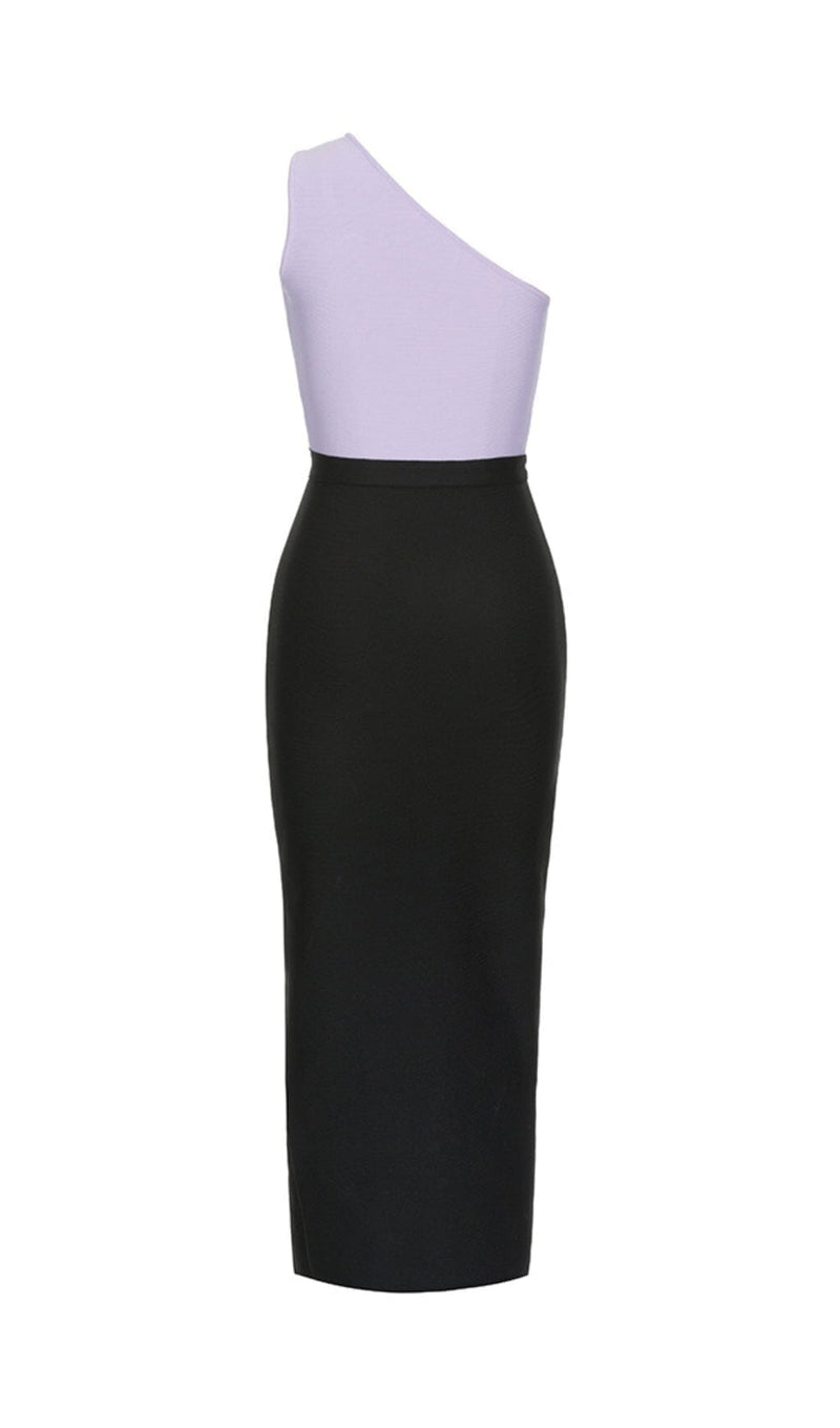 BANDAGE ONE-SHOULDER THIGH SLIT DRESS IN PURPLE styleofcb 