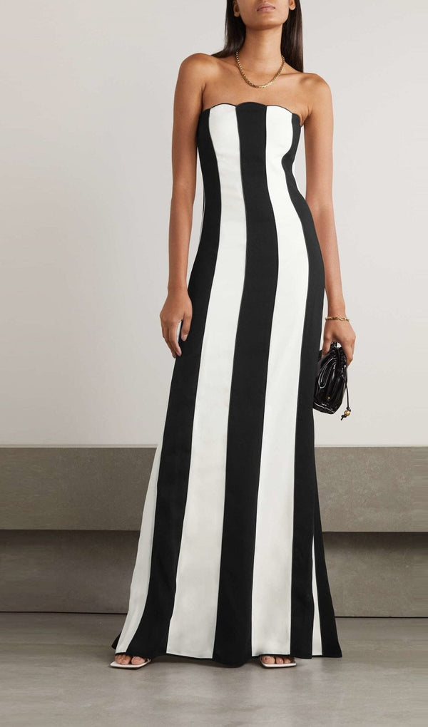 STRAPLESS STRIPED MAXI DRESS DRESS STYLE OF CB 