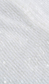SEQUIN FEATHER STRAPLESS MINI DRESS IN WHITE styleofcb 