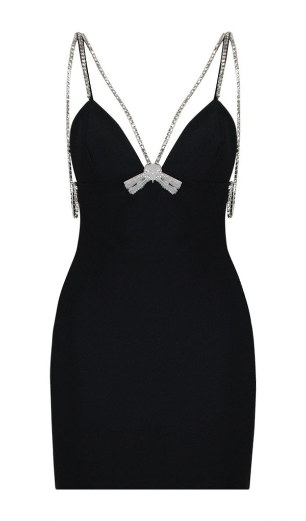 V-NECK STRAPPY MINI DRESS IN BLACK DRESS STYLE OF CB 