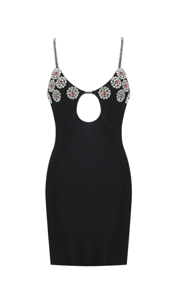 DIAMOND HOLLOW MINI DRESS IN BLACK styleofcb 