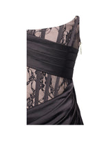 CORSET SATIN PLEATED MAXI DRESS IN BLACK DRESS STYLE OF CB 