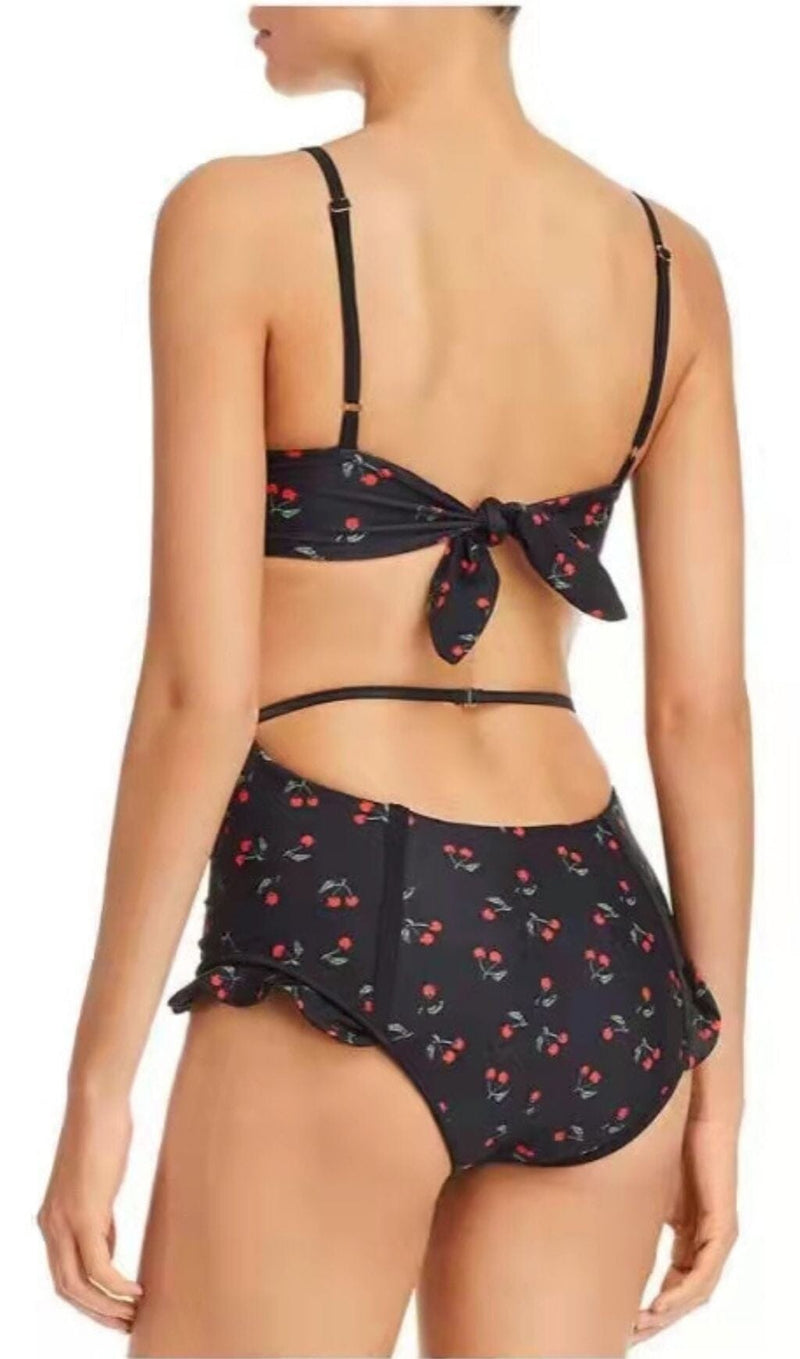 CHERRY PLUNGE SWIMSUIT - BLACK Swimsuits Oh CICI 