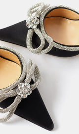 BOW CRYSTAL SATIN HEELS IN BLACK Shoes styleofcb 