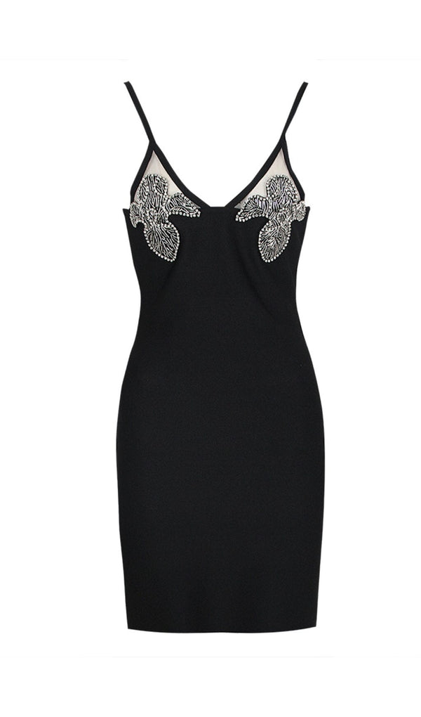 CRYSTAL IRIS EMBROIDERY MINI DRESS IN BLACK styleofcb 