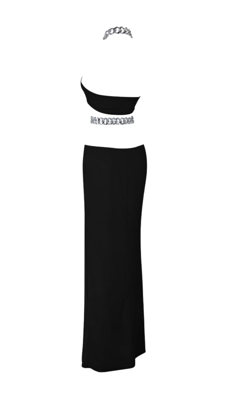 CHAIN CUTOUT MAXI DRESS IN BLACK styleofcb 