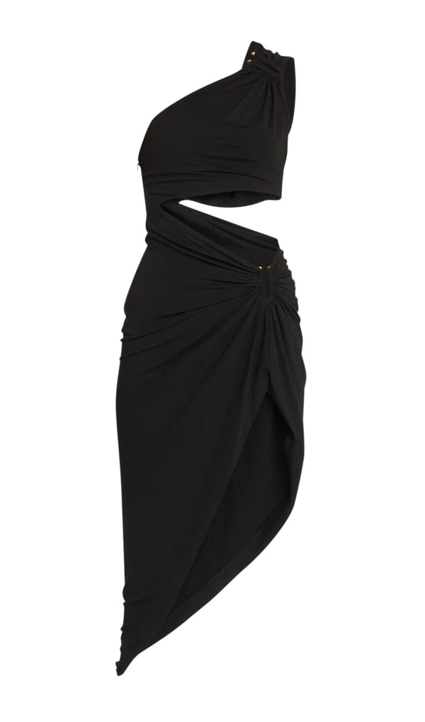 ONE SHOULDER CUTOUT MIDI DRESS IN BLACK Dresses styleofcb 