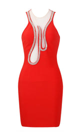CUT OUT CRYSTAL MINI DRESS Dresses styleofcb XS RED 