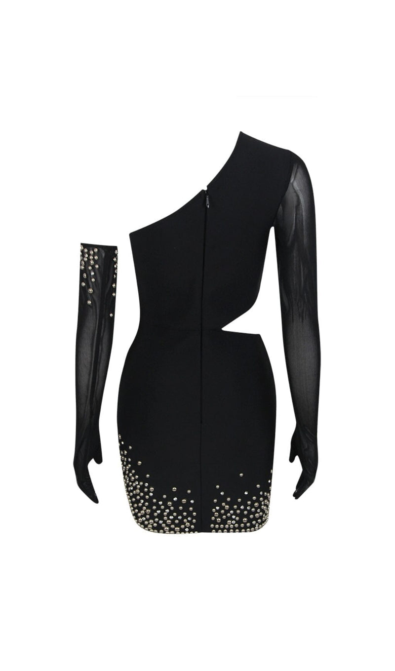 BANDAGE CUTOUT STUDDED MINI DRESS IN BLACK styleofcb 