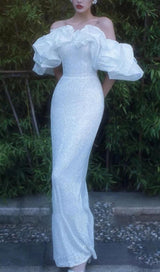 STRAPLESS BUBBLE BACKLESS MAXI DRESS Dresses styleofcb S WHITE 