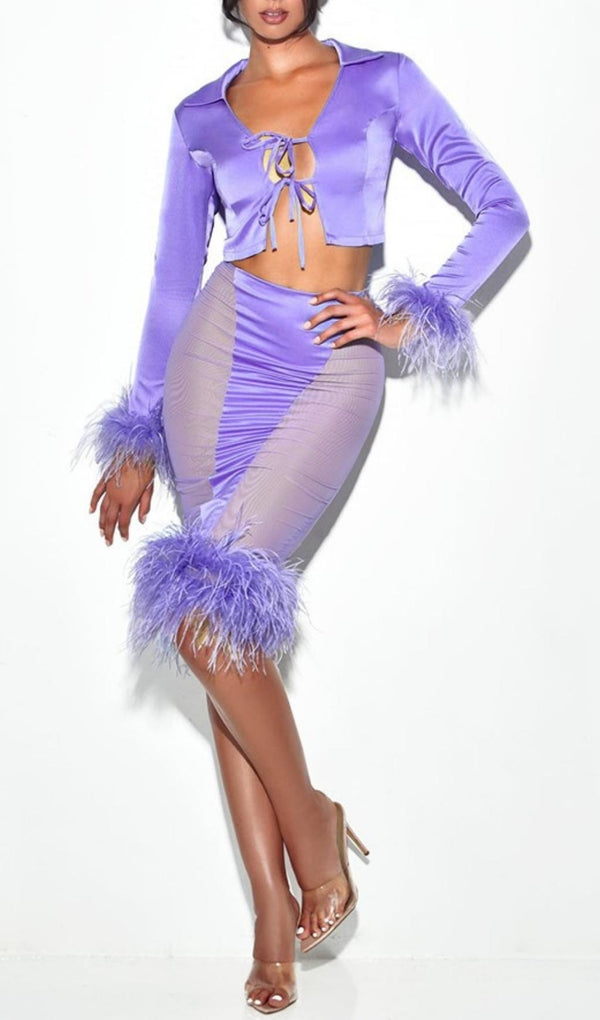FEATHER TWO PIECE SET IN PURPLE styleofcb 