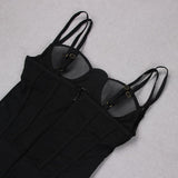 MESH CORSET SPLIT MAXI DRESS IN BLACK styleofcb 