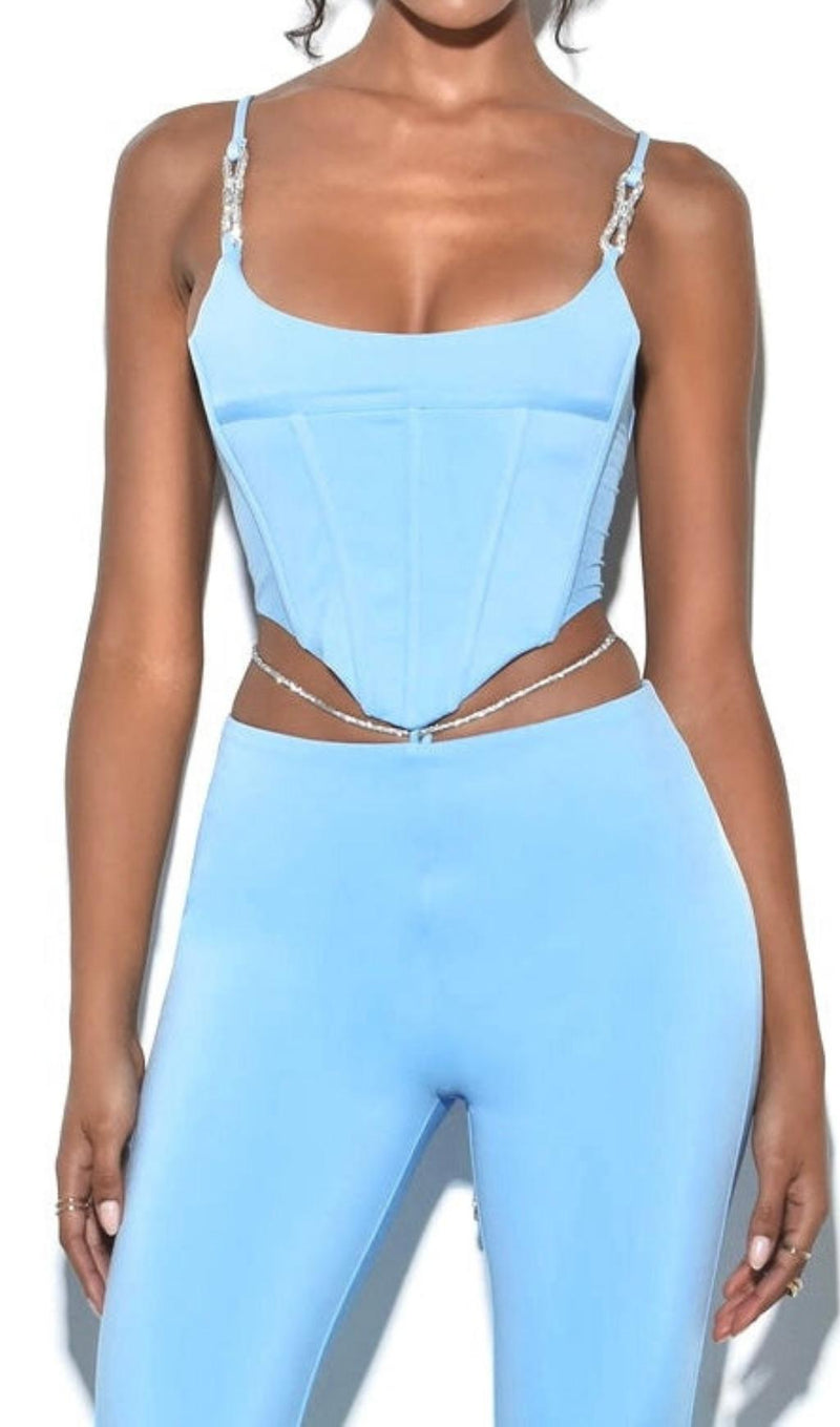 CORSET CAMISOLE TWO-PIECE SUIT IN BLUE styleofcb 