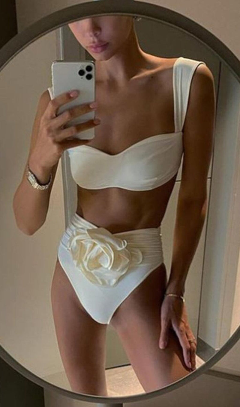 ROSE EMBELLISHED BIKINI SUIT IN IVORY styleofcb 