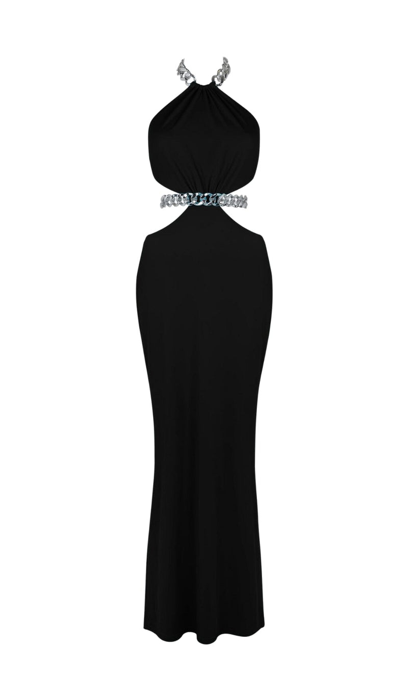 CHAIN CUTOUT MAXI DRESS IN BLACK styleofcb 