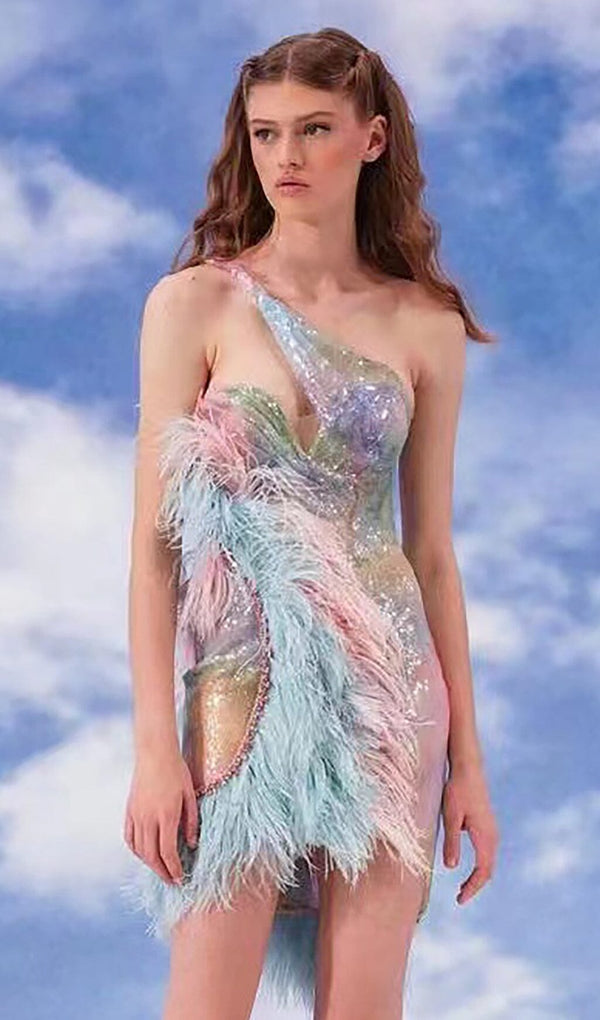 Feather Sequin Mini Dress styleofcb 