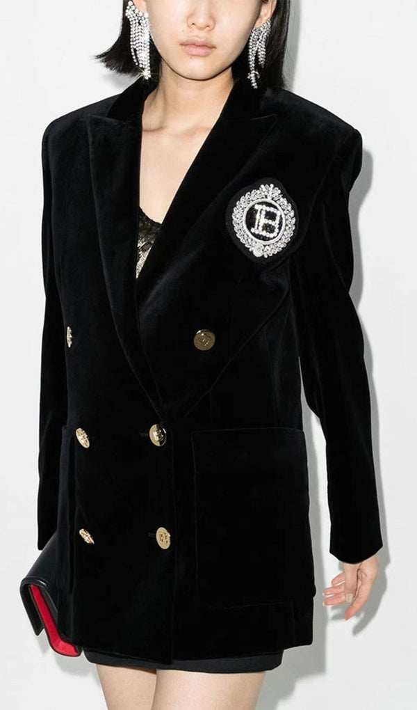 DOUBLE BREASTED BLAZER IN BLACK DRESS STYLE OF CB 