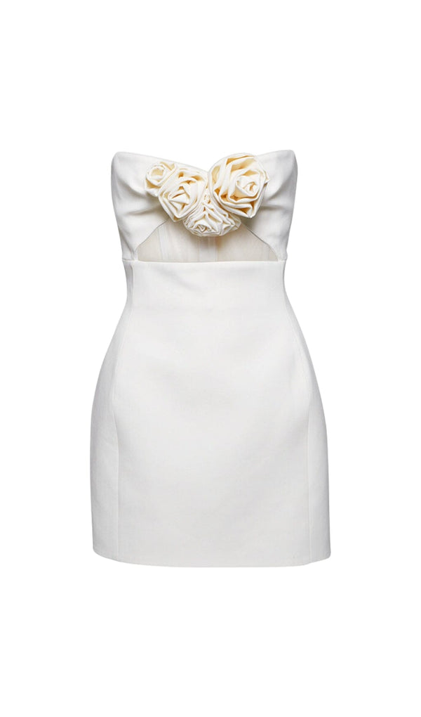 STRAPLESS CUTOUT MINI DRESS IN WHITE Dresses styleofcb 
