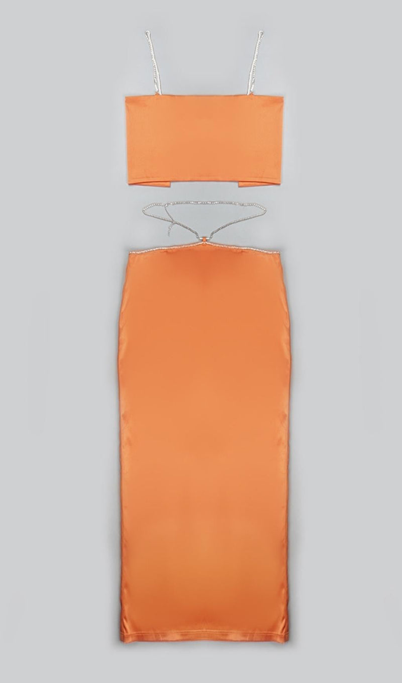 STRAP BACKLESS TWO PIECE SET IN ORANGE Clothing styleofcb 