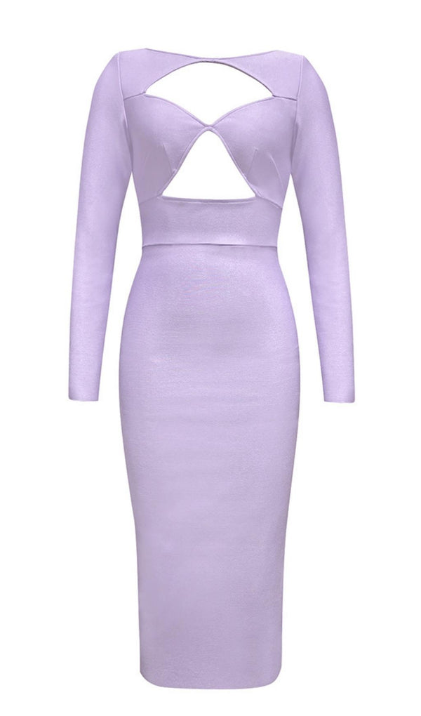 LONG SLEEVES CUT OUT MIDI DRESS IN PURPLE Dresses styleofcb 