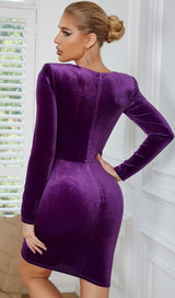 LONG SLEEVES RUCHED MINI DRESS IN PURPLE Dresses styleofcb 